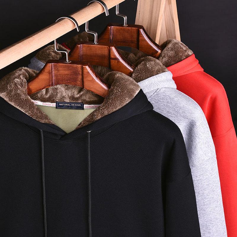 2pcs/set Autumn Winter Men's Sets Sportswear Thicken Fleece Lining Tracksuits 2 Piece Sets Men's Clothes Hoodies+Pants Sets Males Weatsuit Outfits