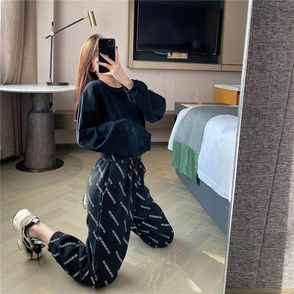 High Waist Slimming Straight Loose Thin Harem Pants Letter Sports Chiffon Pants Women Summer