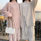 Pofulove Mohair Girly Winter Turtleneck Warm Knitwear Skin-friendly Losse Split Pullover Sweater