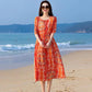 Women's Summer Plus Size Dress Loose Long Dress Printing Slim A-line Skirt