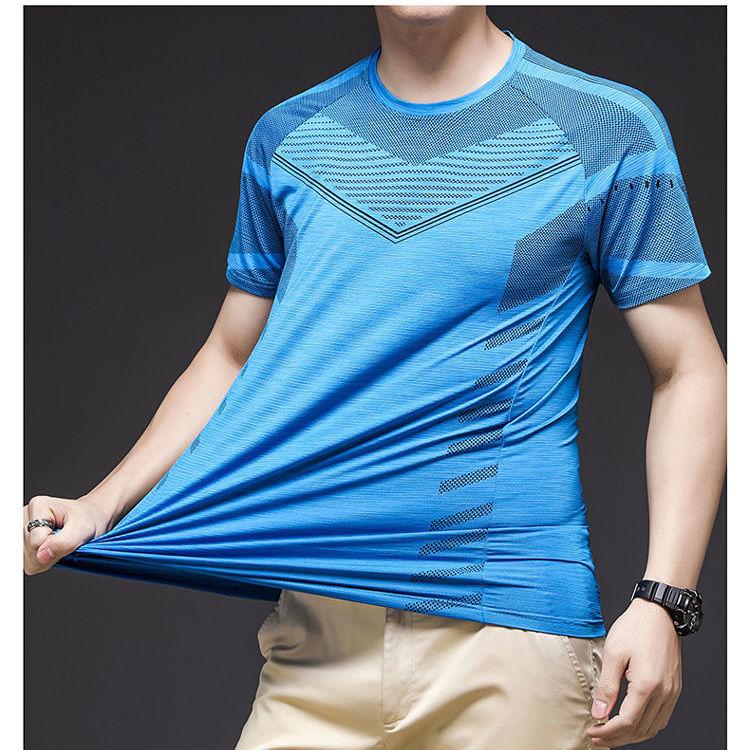 Ice Silk Men's Short-sleeved T-shirt Summer Business Travel Cool and Quick-drying Clothes Ultra Light T-shirt