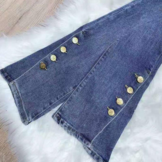 High-waisted Skinny Split Jeans Women's Spring Cropped Shorts All-match Straight-leg Hong Kong-style Pants