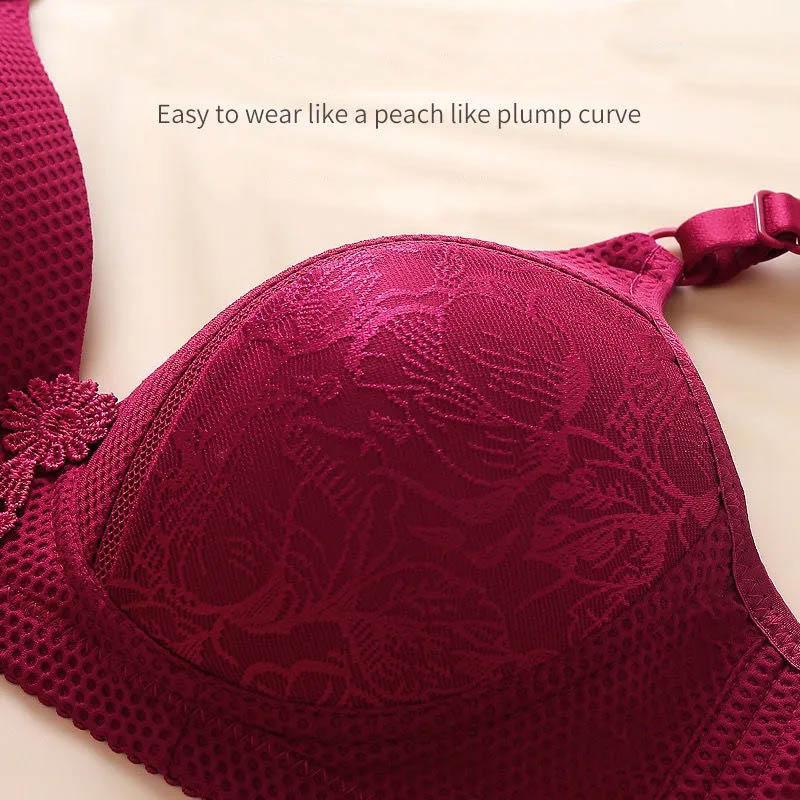 Ladies Spring and Summer Lightweight Breathable Soft No Steel Ring Moderate Support Bra Jacquard Gather Sleeping Gather Bra