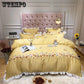 Lace Bedclothes Bed Skirt Cotton White Duvet Cover Sets Pillowcase Bedlinen Pure Cotton Satin