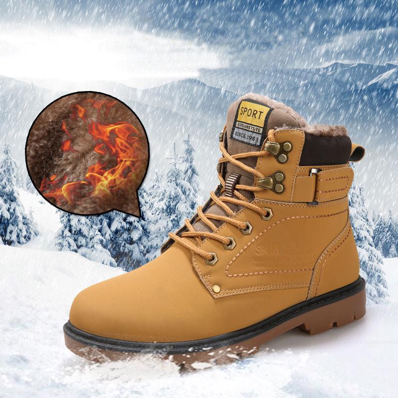 Men's Winter Leather Men Waterproof Snow Boots Leisure Boots Retro Shoes for Men Big Size 39-46