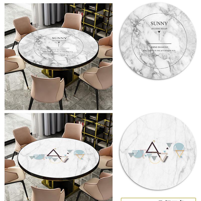 Pvc Round Coffee Table Mat Plastic Tablecloth Nordic Marble Pattern Round Table Tablecloth Waterproof and Anti-scalding Soft Glass Table Mat
