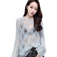 Hollow Women's Sweater Sexy Net Shirt Loose Lazy Wind Bottoming Shirt Ripped Knit Sweater Women's Sunscreen Shirt Sexy Perspective Dress