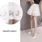 Women's Pleated Skirts Female Summer Elastic High Waist Short Ball Gown Skirt Girl's Solid Color Lace A-line Mini Skirts