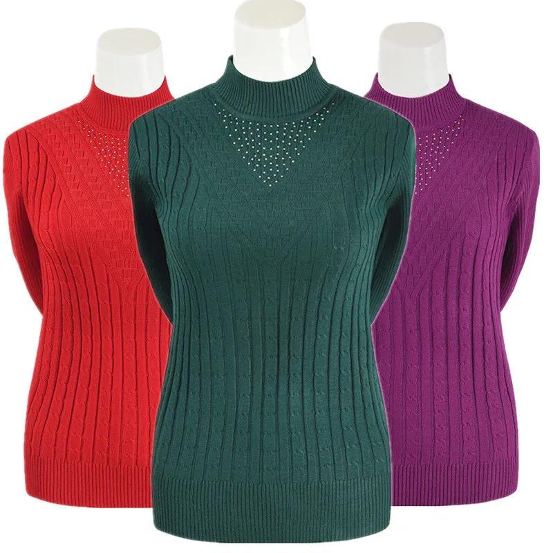 Women Turtleneck Sweater Autumn Winter Pullover Sweater Black Knitted Jumper