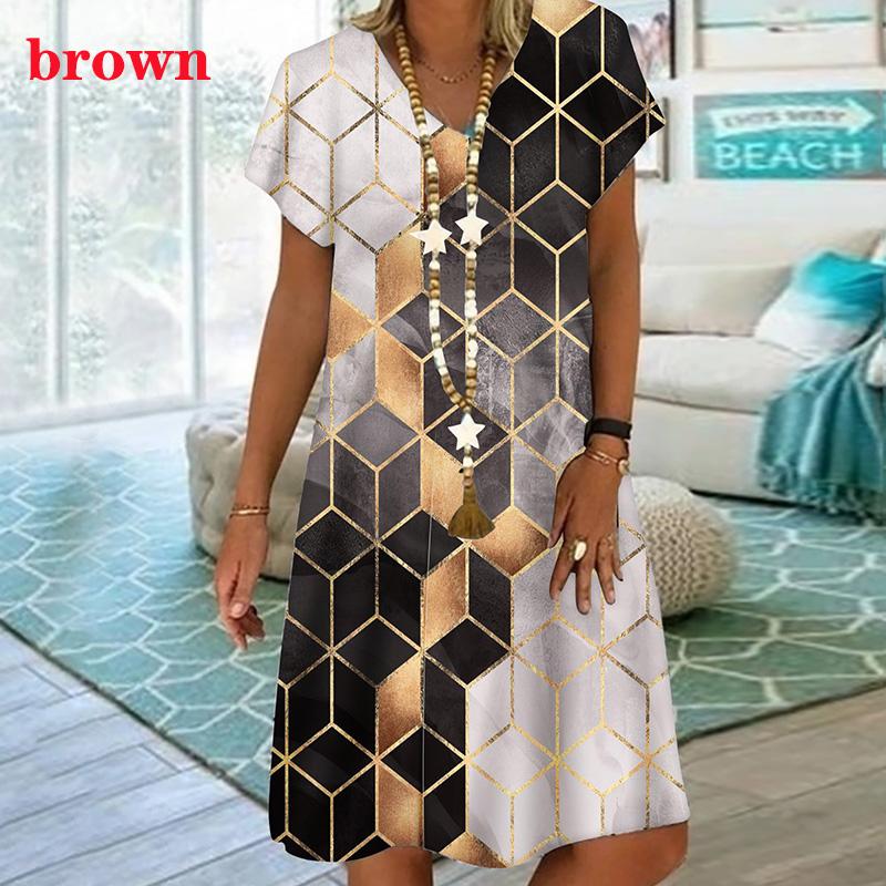 Women Summer Party Dress Casual Dress Print V-neck Ladies Dress Plus Size XS-8XL