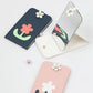 Portable HD Thin Makeup Mirror PU Ladies Hand-held Collapsible Must-have Makeup for Travel Appointment Flower Patton