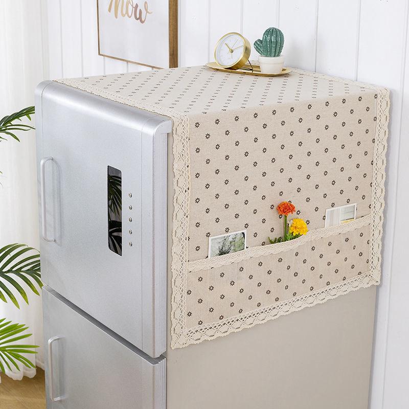 Cotton Linen Single Door Refrigerator Cover Towel Double Door Refrigerator Towel Dust Cover Side Door Washing Machine Cover Towel