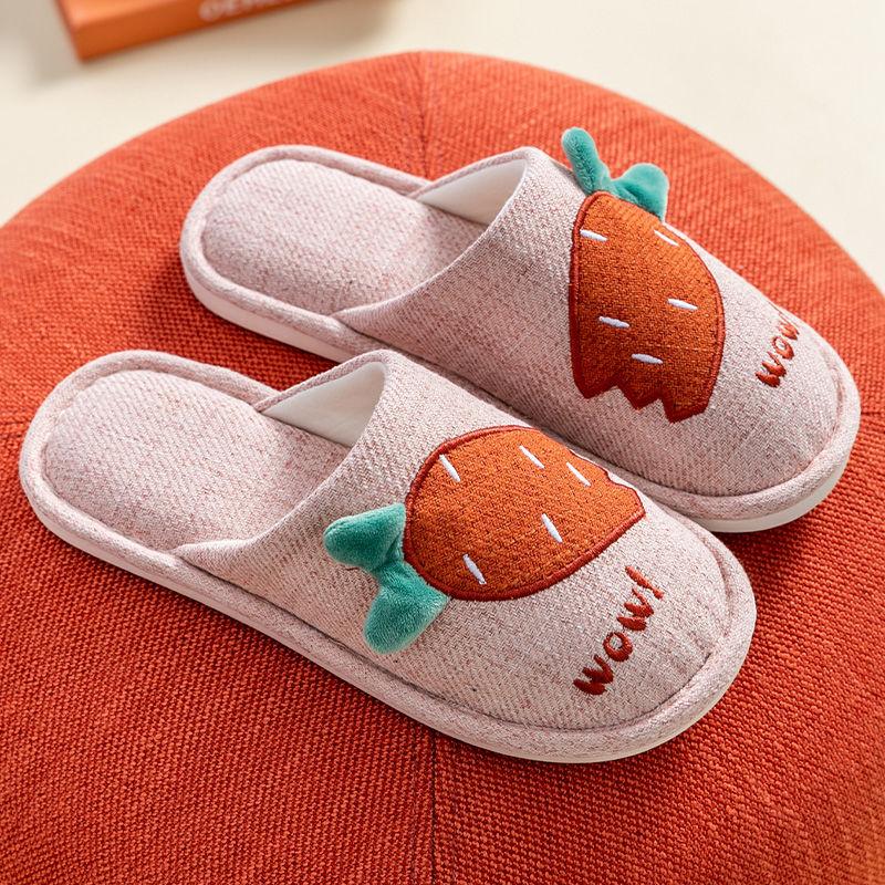 Autumn and Winter Carrot Design Cotton Slippers Non-slip Warm Cotton Shoes Comfortable Casual Fashion