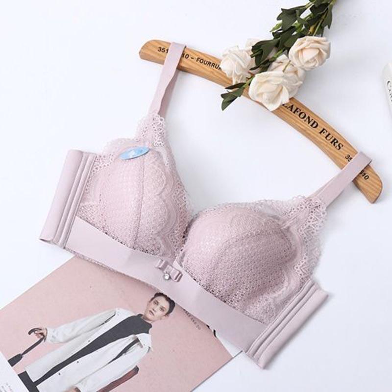 Large Size Women Lace Bras Beauty Back Gathered Bra Front Buckle Fashion Gathered Bras