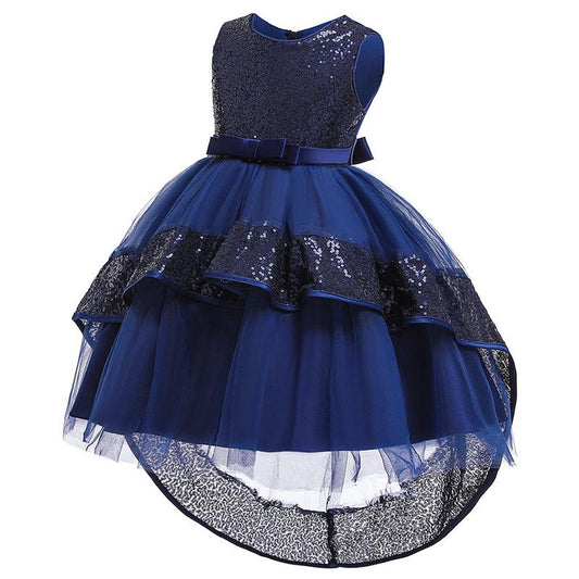 SHINA Girls Fashion Princess Dress Children Splicing of Sequins Sleeveless Wedding Events Clothing