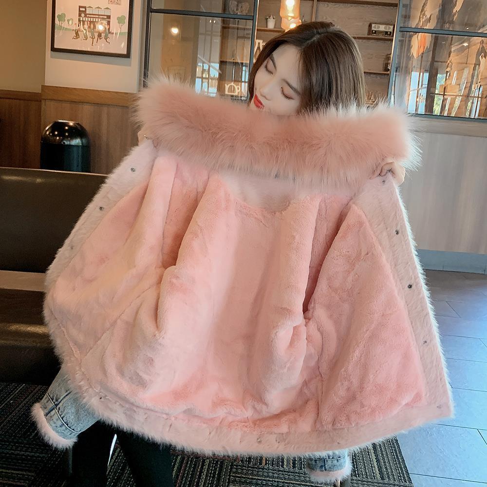 Big Faux Fur Collar Denim Jacket Women Winter Hooded Warm Jean Jacket Student Basic Short Parkas Female Bomber Coat