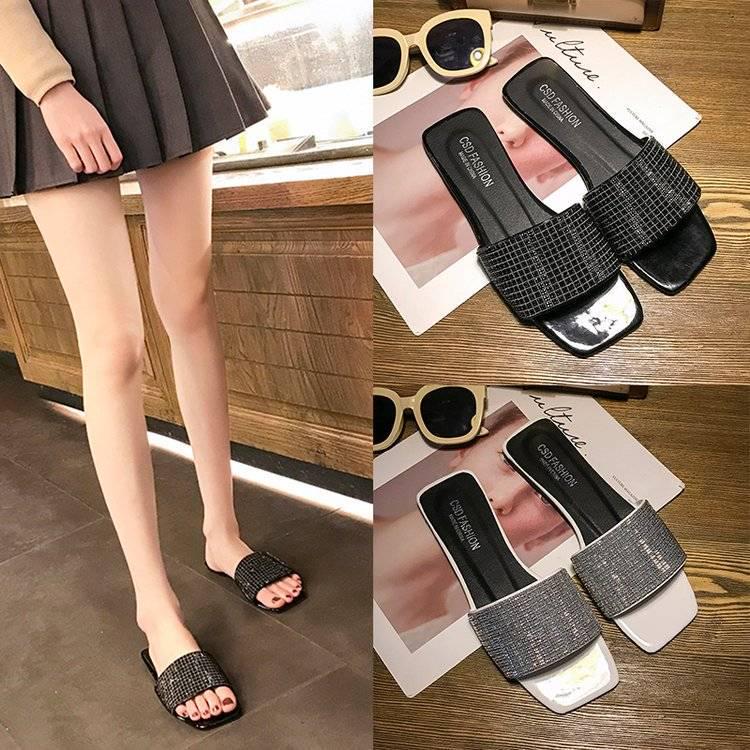 2020 Women Summer Home Slippers Flip Flops Peep Toe Sandals Glitter Sandals Platform Ladies Shoes Zapatos Mujer
