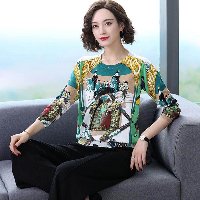 Autumn Winter Pullover Woolen Sweater Women High-end Loose Knitted Sweaters Jumpers Female Soft Cartoon Print Cashmere Sweater