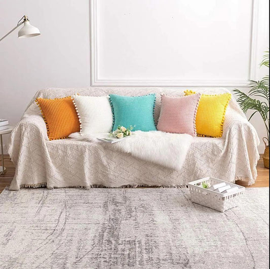 Ball Corduroy Throw Pillow Nordic Square Living Room Sofa Cushion Bed Lumbar Chair Soft Cushion