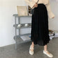 Folds Yarn Skirt Woman's Mid-length Elastic Waist Ruffle Hem  High Waist A-line Skirt School Work Travel