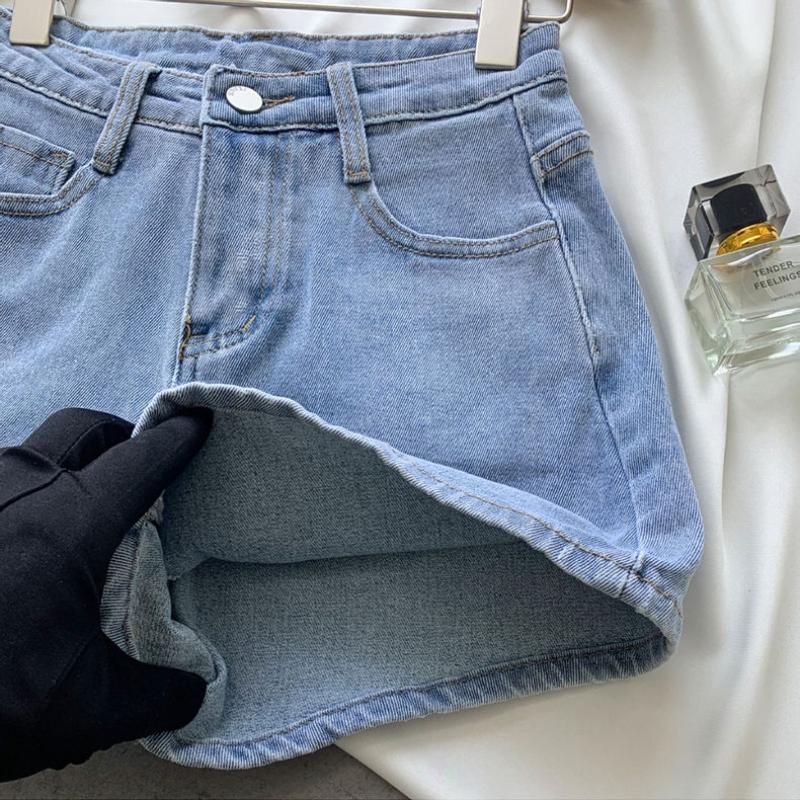 Plus Size Women's Korean Style Summer High Waist Buttoned Denim Shorts Fashion Thin and Long Legs Wide-leg Pants