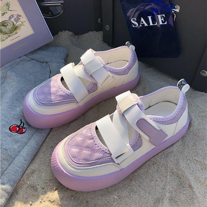Sakura Purple Sneakers Women Spring and Summer Velcro Thick Bottom Niche Big Head Shoes Women Casual Sports Shoes