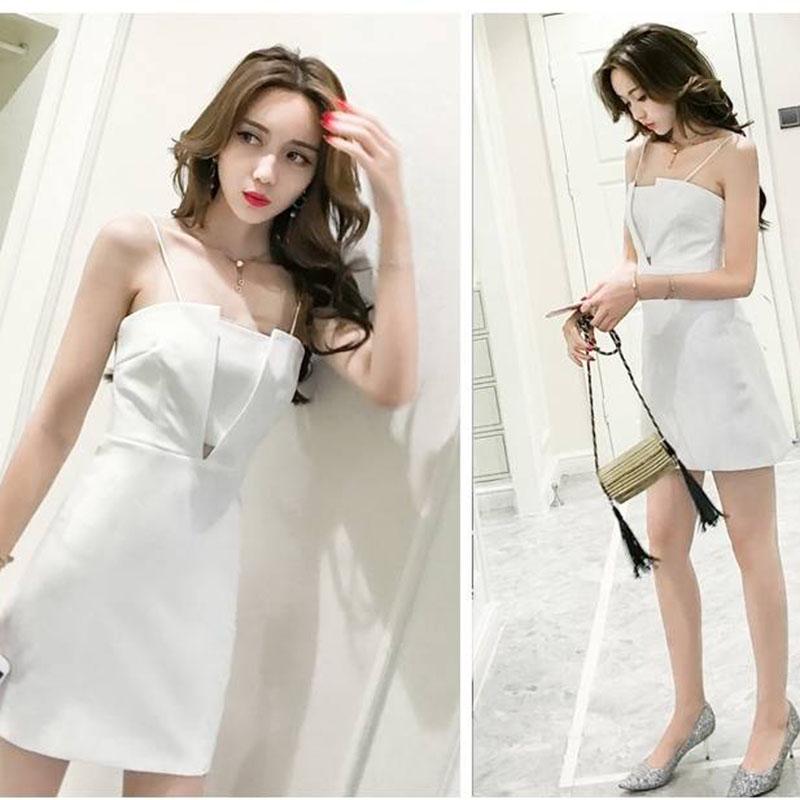 Pofulove Spaghetti Strap Mini Dress Women Sexy Backless slim Party Dress Short Club Dress summer