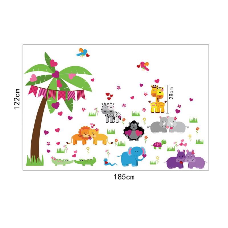 [Wall sticker ]Cartoon Animal Party Wall Stickers For Kids Rooms Baby Room Children Room Bedroom Art