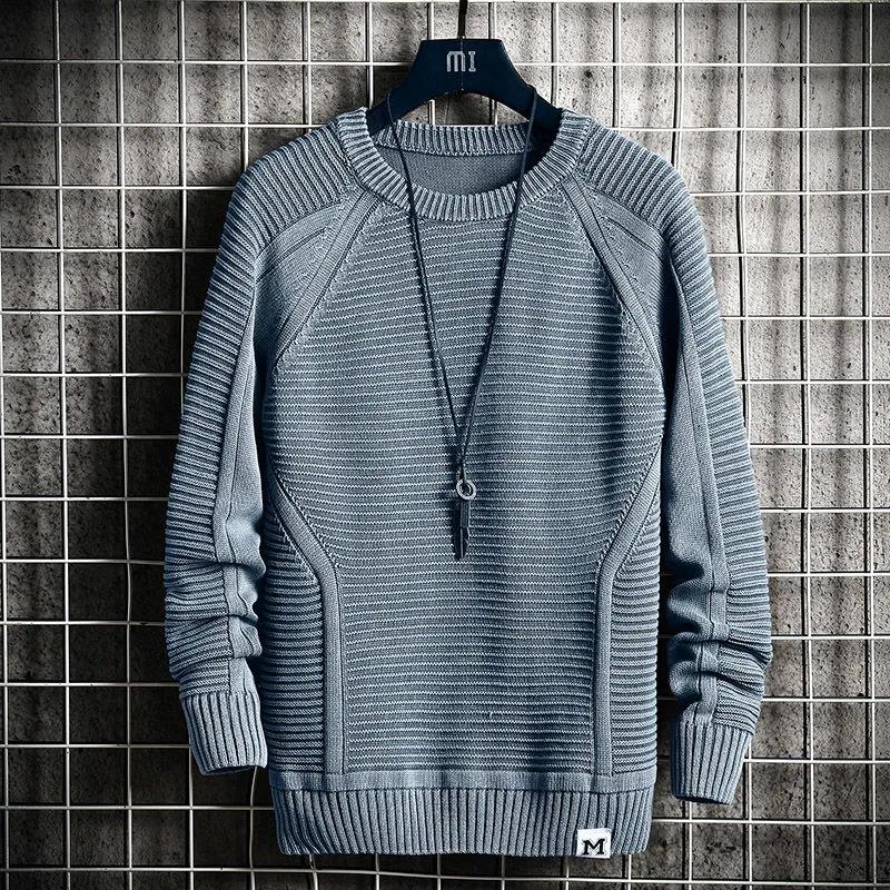 Men's Autumn Thin Sweater Student Trend Handsome Youth Loose Round Neck Bottoming Sweater Top