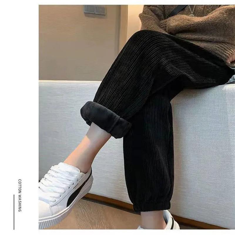 Baby Fleece Sports Pants Women's Thickening Autumn and Winter Sweat Pants Loose Leggings Casual Pants Straight Pants Leggings Casual Jogging Pants