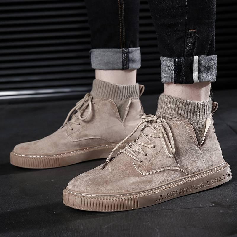 Shoes Men High Sneakers tooling Boots Men Ankle Martin Boots Matte Leather Fashion Non-slip