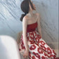 Women Summer Vintage High Waist Sleeveless Party Dress Elegant Slim Floral Printed Backless Long Dress
