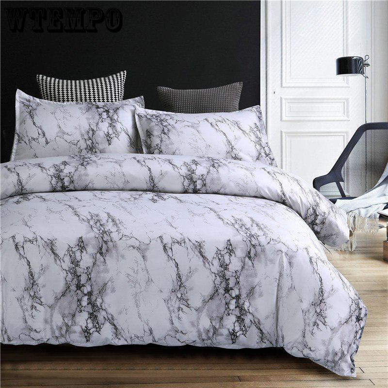 Black Marble Printed Bedding Set Purple Queen Size Duvet Cover Set Bed Linen Quilt Cover