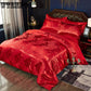 Silk Satin Jacquard Bedding Set Bed Sheet Pillowcase Duvet Cover Set Bed Linen Bedspread 4pcs