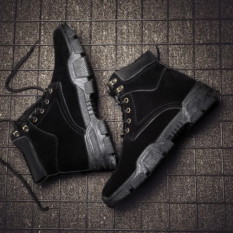 Autumn and Winter Men's Martin Boots Warm Working Boots Lace Up Men's Combat Boots High Top Shoes
