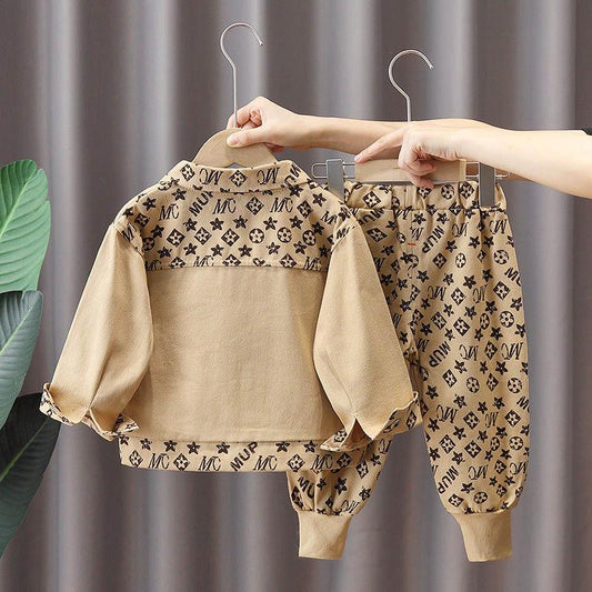 Boys Autumn Suits Children's Sports Handsome Baby Western Style Spring and Autumn Two-piece Sets Baby Cute Cool Style Suits