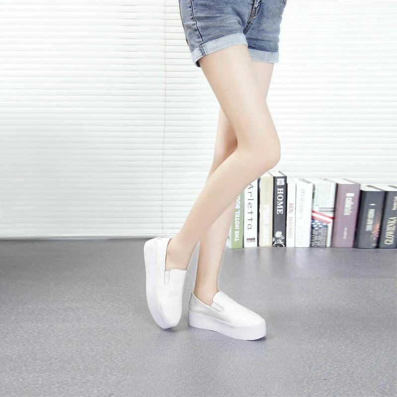 Women's Leather Thick-soled White Shoes Casual Shoes Spring and Summer All-match One-step Lazy Single Shoes Platform Female Student Shoes