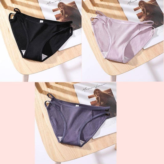 3PCS Antibacterial Cotton Inner Crotch Sexy Ladies Panties Schoolgirls Seamless One Line Strapping Panty Head Girl Panty Models Hollow Out Panties