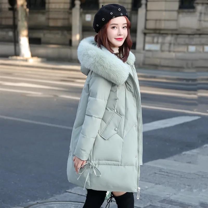 Large Fur Collar Padded Jacket Women's Mid-length Korean Style Loose Fashion Padded Jacket Explosive Style Padded Jacket Women