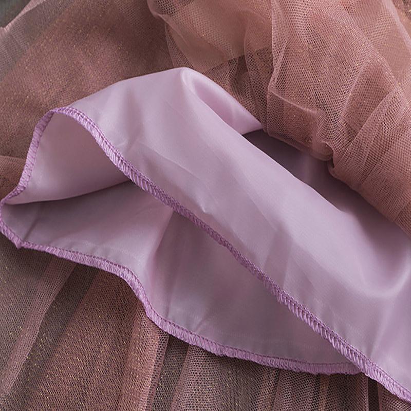 Elegant Kids Flower Girls Dresses Children Kids Floral Long Sleeve Clothing Girls Princess Tulle Dress