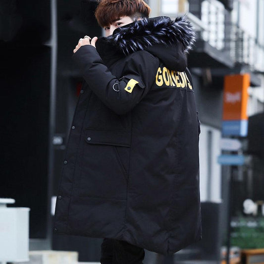 Large size Down jacket Trend Leisure Men's clothes Winter Medium and long section Cotton clothing