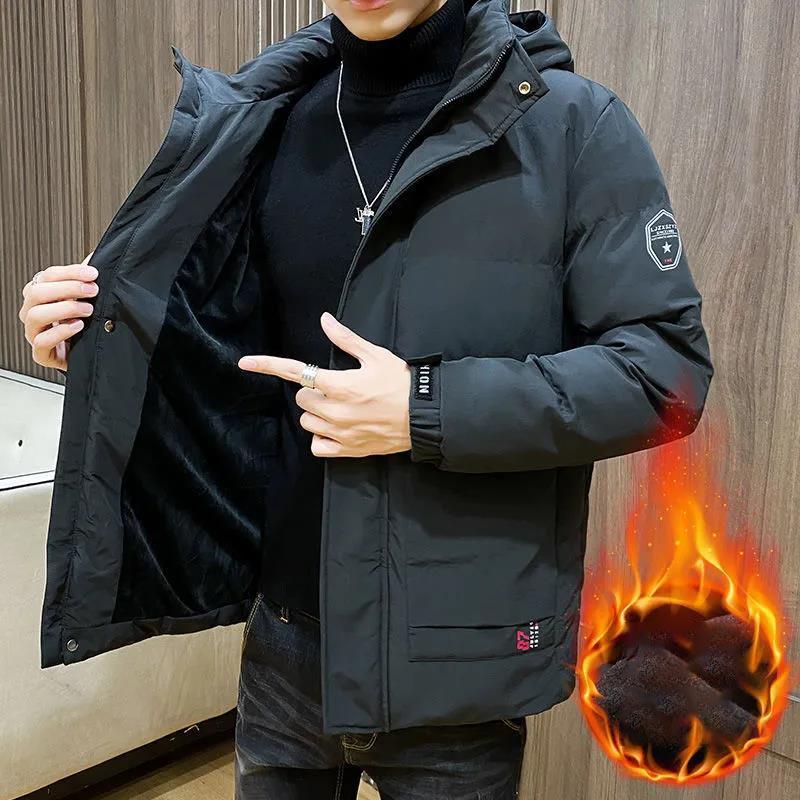 Winter Padded Jacket Men's Plus Velvet Thick Warm Sports Casual Jacket Young and Middle-aged Men's Winter Warm Down Jacket