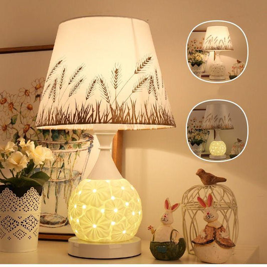 European Adjustable Light Bedroom LED Table Lamp Fabric Decoration Bedside Lamp with Power Cord
