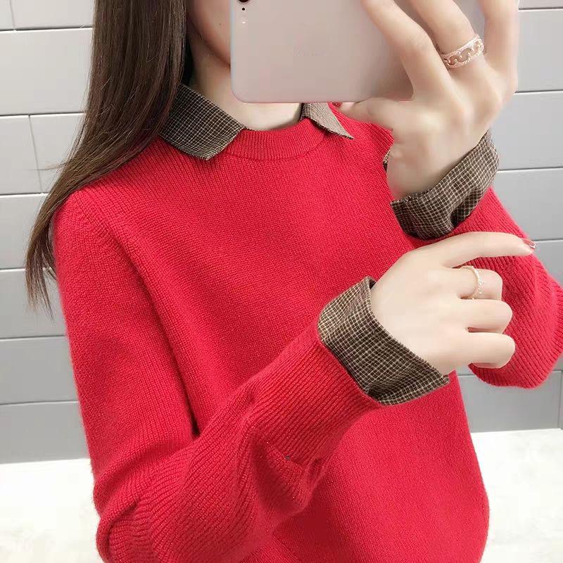Autumn and Winter Knitted Sweater Loose Pullover Simple Jacket European and American Style Female Top