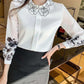 Spring and Autumn Clothes Slimming Top Women's Loose Long-sleeved Shirt All-match T-shirt