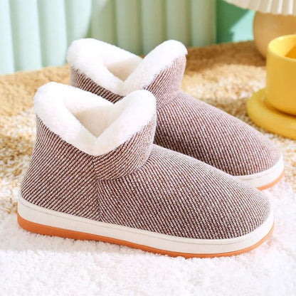 Winter Warm Non-slip Cotton Slippers for Couples Home Furnishing with Heel Thick-soled Bag Men's and Women's Cotton Shoes High-top