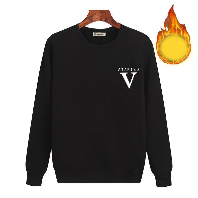 Winter Men's Long-sleeved Pullover Sweater Plus Velvet Warm and Comfortable Jacket Bottoming Shirt