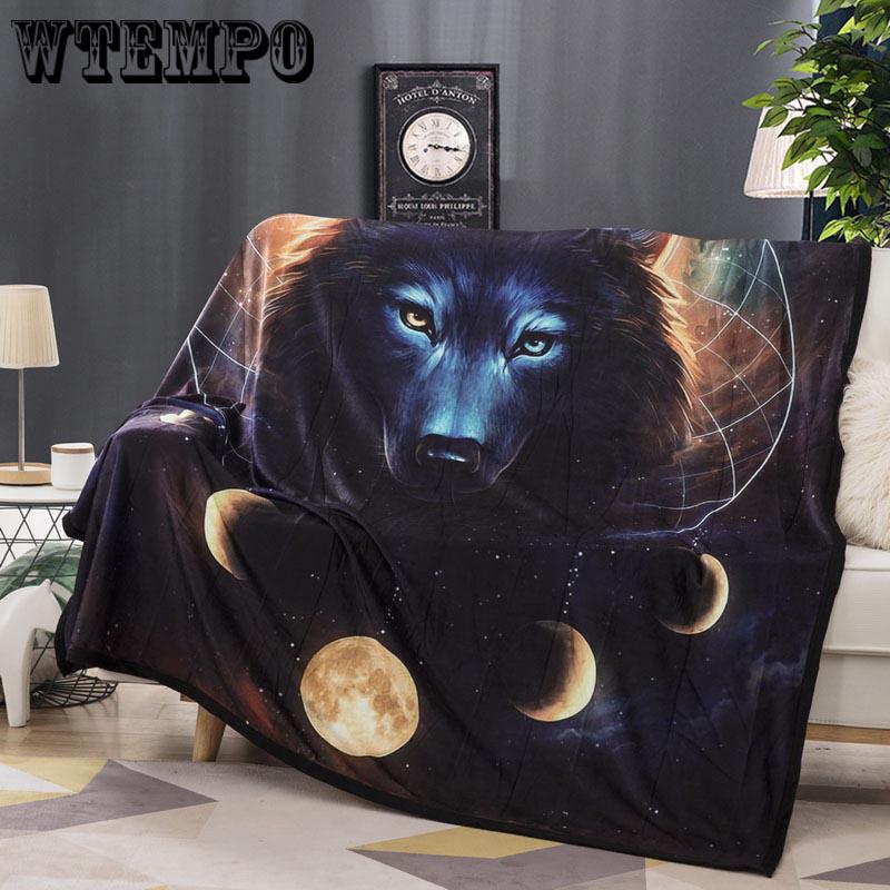 Feather Wolf Pattern  Fleece Blankets Keep Warm Bed Sheets Towels The Throws