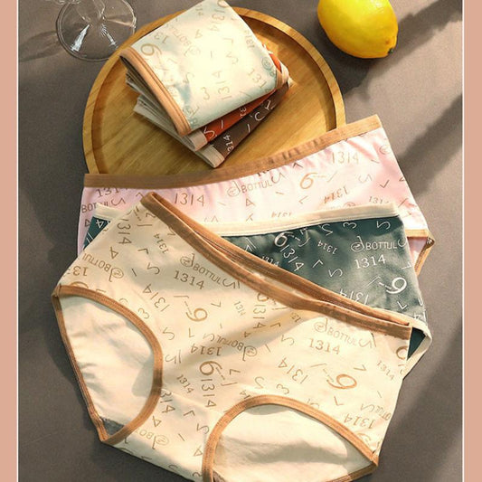 2pc Ladies Mid Waist Cotton Panties Student Adult Graphene Antibacterial Crotch Comfortable Briefs