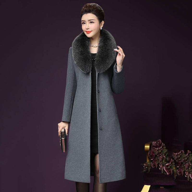Women Wool Coat Fur Collar Women Loose Long Woolen Coats Winter Coat Woolen Overcoat Wool Jackets
